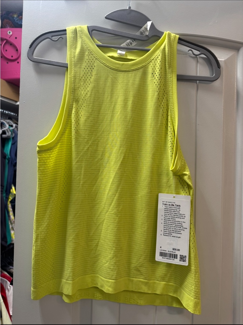lululemon athletica Neon Yellow Perforated Racerback Tank